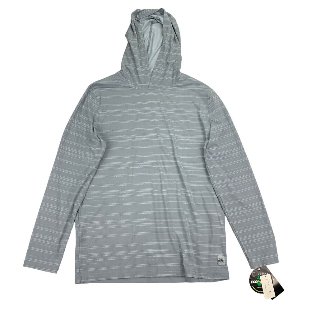 PGA Tour Mens Stripe Performance Hooded Long Sleeve Golf T-Shirt Gray S
